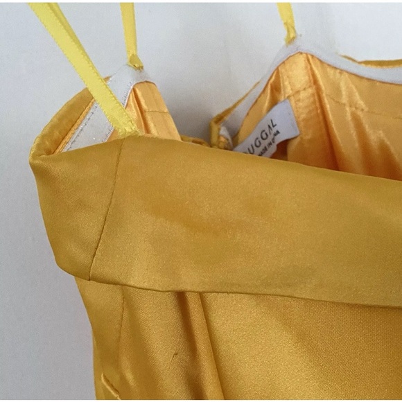 Mac Duggal Yellow Sweetheart Neck Strapless Bow Satin Ball Gown Dress Sz 8 67995 - Picture 7 of 16